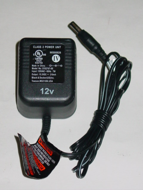 NEW Black & Decker 12V Charger 5102767-08 AC Adapter 15.3V 210mA